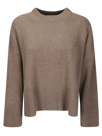 Be You Short-fit Soft Cashmere Sweater With Diamond Pattern In Brown