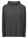 Be You Soft Cashmere Turtleneck Sweater With Side Slits And Relaxed Fit In Gray