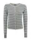 Be You Striped Cashmere Cardigan In Green
