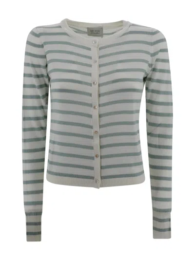 Be You Striped Cashmere Cardigan In Green