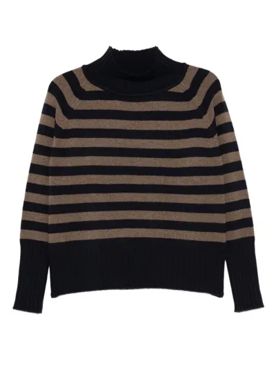 Be You Striped Cashmere Sweater In Black