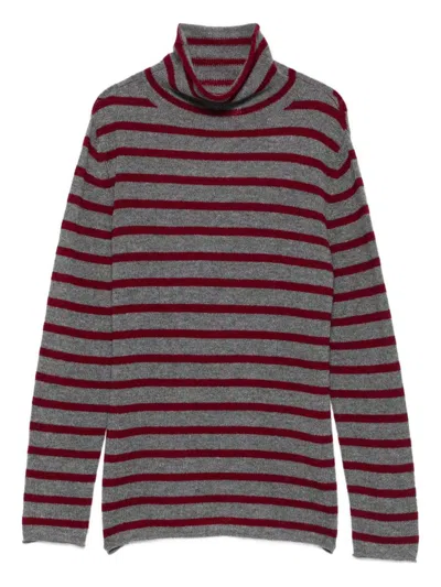 Be You Striped Cashmere Sweater In Gray
