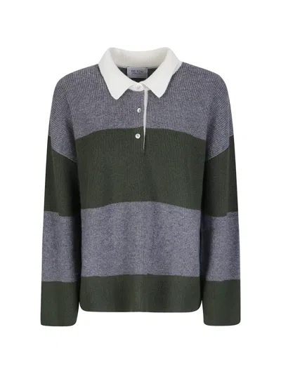 Be You Striped Cashmere Sweater In Multi