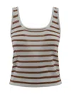 Be You Striped Cashmere Top In Bianco