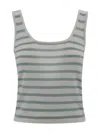 Be You Striped Cashmere Top In Green