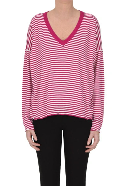 Be You Striped Pullover In Fuxia