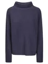 Be You Turtleneck Sweater With Side Slits And Short Fit In Blue