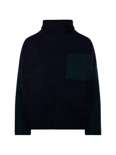 Be You Two Tone Sweater In Blue