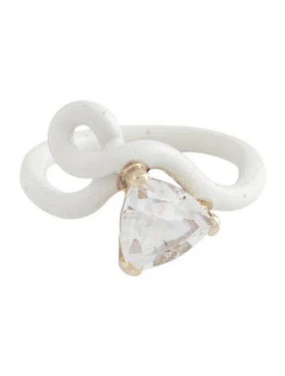 Pre-owned Bea Bongiasca 1.63ctw Quartz Trillion Vine Cocktail Ring In White