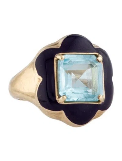 Pre-owned Bea Bongiasca 9k 2.49ctw Topaz & Enamel Give Them Flowers Cocktail Ring In Purple