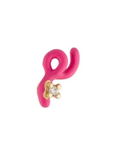 Pre-owned Bea Bongiasca 9k Diamond Mini Loop Single Earrings In Pink
