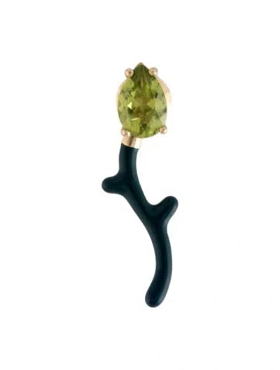 Pre-owned Bea Bongiasca 9k Enamel & Peridot Foxy Single Earring In Blue