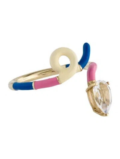 Pre-owned Bea Bongiasca 9k Enamel & Quarts Cocktail Ring In Multi