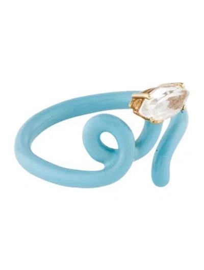 Pre-owned Bea Bongiasca 9k Quartz & Enamel Baby Vine Ring In Blue