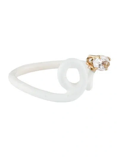 Pre-owned Bea Bongiasca 9k Quartz & Enamel Baby Vine Ring In Multi