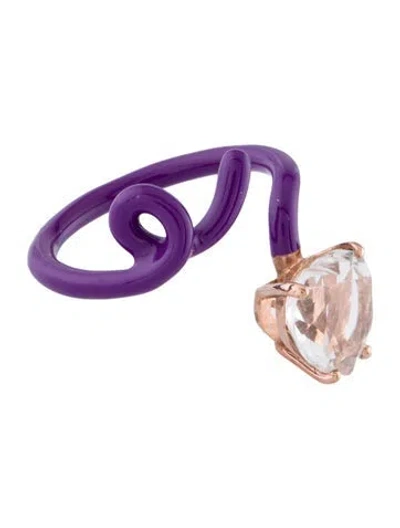 Pre-owned Bea Bongiasca 9k Quartz & Enamel Tendril Cocktail Ring In Multi