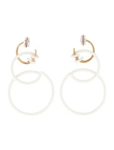 Pre-owned Bea Bongiasca 9k Quartz Double Curl Vine Drop Earrings In White