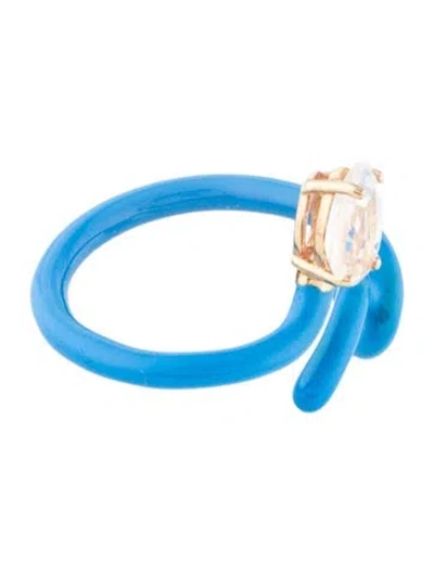 Pre-owned Bea Bongiasca 9k Rock Crystal & Enamel Vine Cocktail Ring In Multi