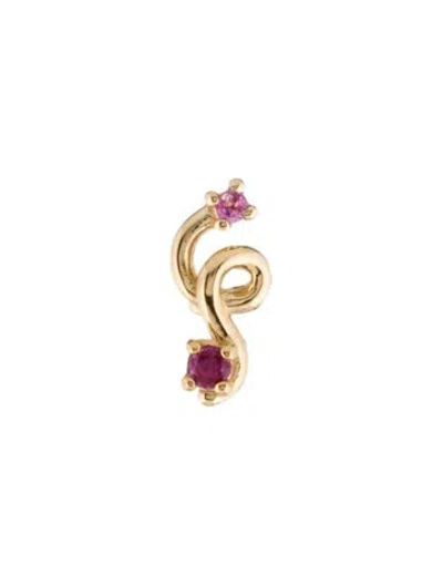 Pre-owned Bea Bongiasca 9k Ruby & Pink Sapphire Mini Loop Single Stud Earring In Multi