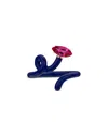 Bea Bongiasca 9k Yellow Gold & Sterling Silver Baby Vine Corundum And Navy Blue Enamel Tendril Ring In Blue