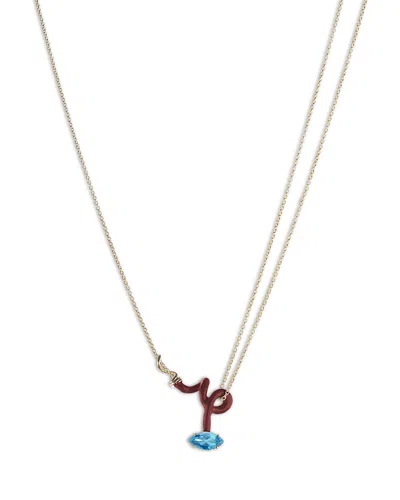 Bea Bongiasca 9k Yellow Gold & Sterling Silver You're So Vine Blue Topaz Brown Pendant Necklace, 15-15.75