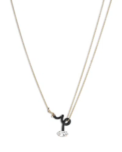 Bea Bongiasca 9k Yellow Gold & Sterling Silver You're So Vine Rock Crystal Black Pendant Necklace, 15-15.75