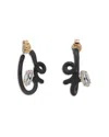 Bea Bongiasca 9k Yellow Gold & Sterling Silver You're So Vine Smokey Quartz Black Hoop Earrings In Black