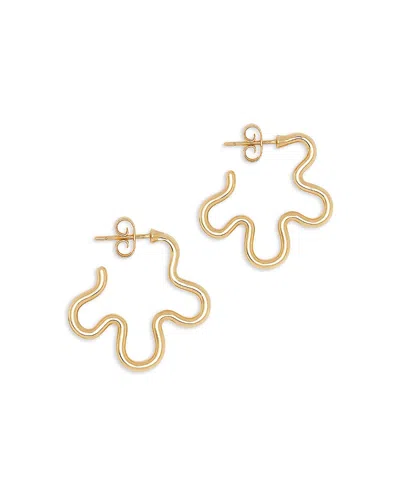 Bea Bongiasca 9k Yellow Gold Flower Funk Open Flower Mismatch Huggie Hoop Earrings