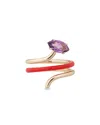 Bea Bongiasca 9k Yellow Gold You're So Vine Amethyst & Enamel Coil Ring In Purple/red