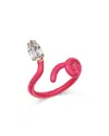 Bea Bongiasca 9k Yellow Gold You're So Vine Rock Crystal & Pink Enamel Tendril Ring In Pink