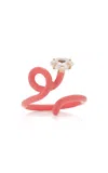 Bea Bongiasca Baby Vine Enameled 9k Rose Gold Crystal Ring In Pink