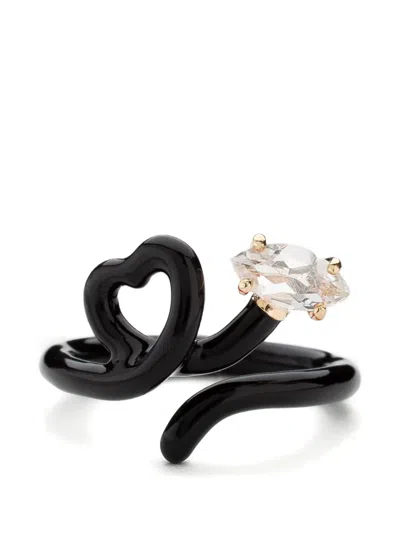 Bea Bongiasca Baby Vine Heart Ring In Black