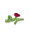 Bea Bongiasca Bea Bonglasca 9k Rose Gold & Sterling Silver Baby Vine Corundum And Red Enamel Tendril Ring In Green