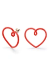 Bea Bongiasca Big Love Heart Earrings In Orange