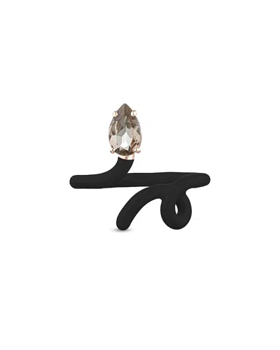 Bea Bongiasca Black Enamel Smoky Quartz Baby Vine Tendril Ring