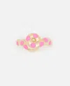 Bea Bongiasca 9k Yellow Gold Chunky Wave Polka Dots Ring In Pink In Rose