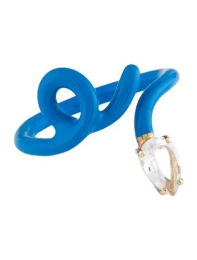 Pre-owned Bea Bongiasca Enamel & Quartz Baby Vine Ring In Blue