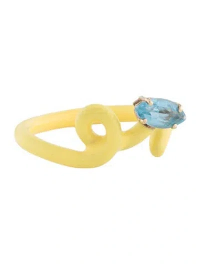 Pre-owned Bea Bongiasca Enamel & Topaz Ring In Yellow