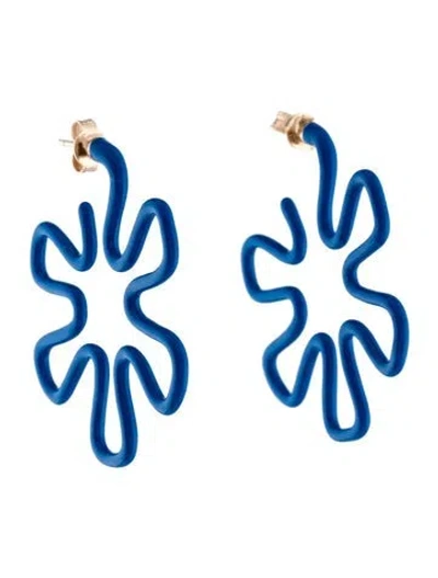 Pre-owned Bea Bongiasca Enamel B Blue Drop Earrings