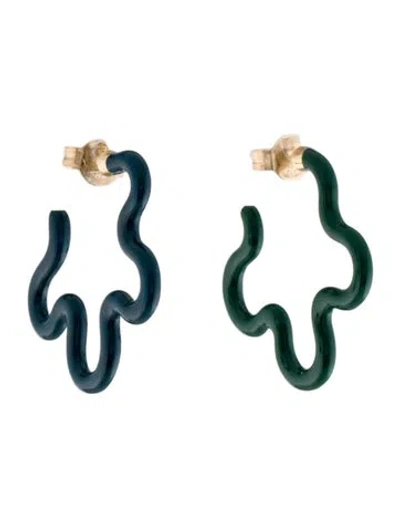 Pre-owned Bea Bongiasca Enamel Flower Hoop Earrings In Multi