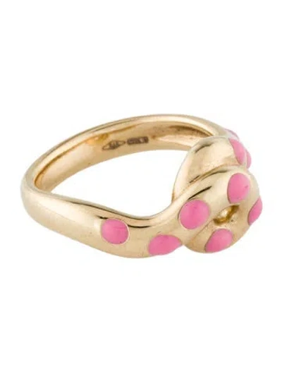 Pre-owned Bea Bongiasca Enamel Maxi Loop Cocktail Ring In Pink
