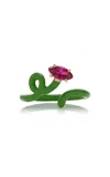 Bea Bongiasca Enameled 9k Yellow Gold Corundum Ring