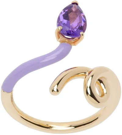 Bea Bongiasca Gold & Purple Vine Ring In Amethyst