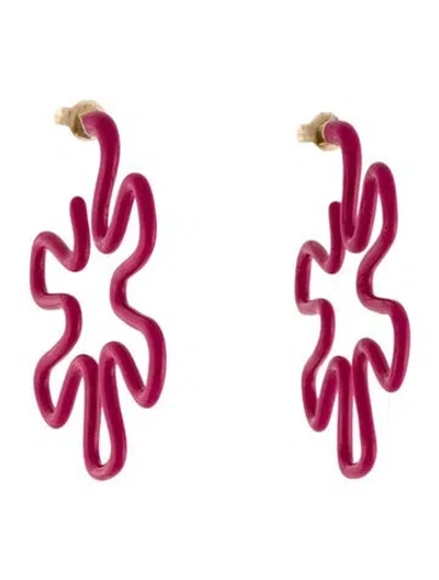 Pre-owned Bea Bongiasca Margherita Drop Earrings In Red