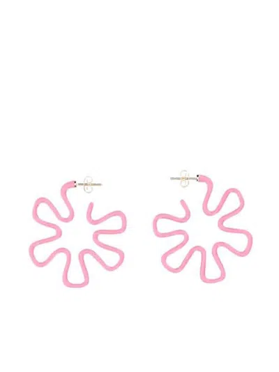 Bea Bongiasca Pink Maxi Margherita Earrings In Pink Enamel