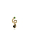 Bea Bongiasca Mini Loop 9k Yellow Gold Tsavorite; Sapphire Single Earring