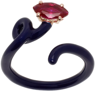 Bea Bongiasca Navy Baby Vine Tendril Ring