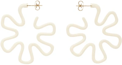 Bea Bongiasca Off-white B Earrings In Panna Enamel 9k Gold