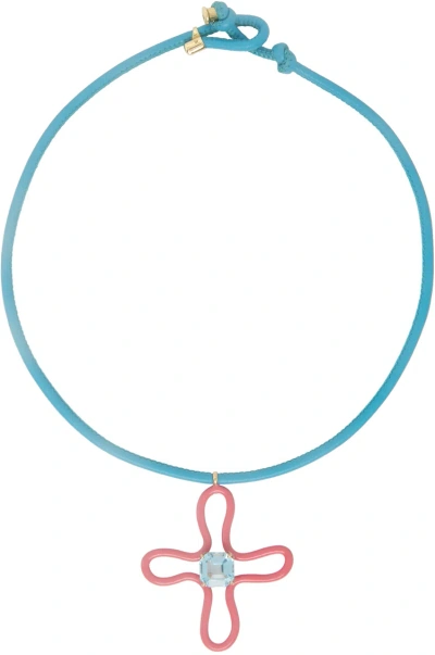Bea Bongiasca Pink & Blue Pop Choker & Lucky Flower Pendant Necklace In Pink / Turqouise