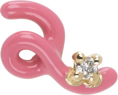 Bea Bongiasca Pink & Gold Mini Loop Single Earring In Diamond / Azalea